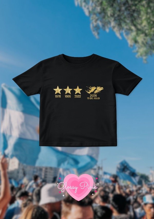 Producto - Baby Tee Malvinas - VINILO TEXTIL GLITTER