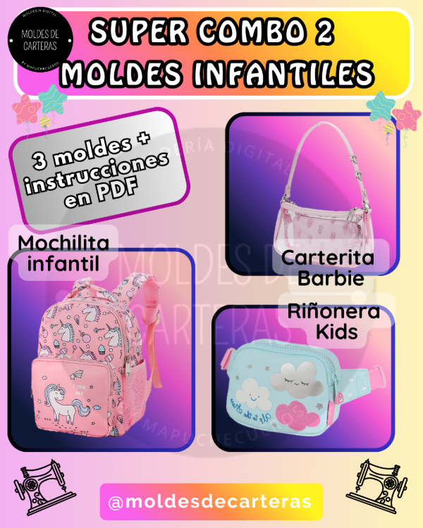 Producto - SUPER COMBO 2 MOLDES INFANTILES - 3 MOLDES + PASO A PASO PDF