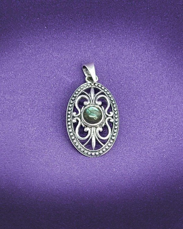 Producto - D 1100 - Dije de Plata 925 - Óvalo con Piedra Natural Labradorita