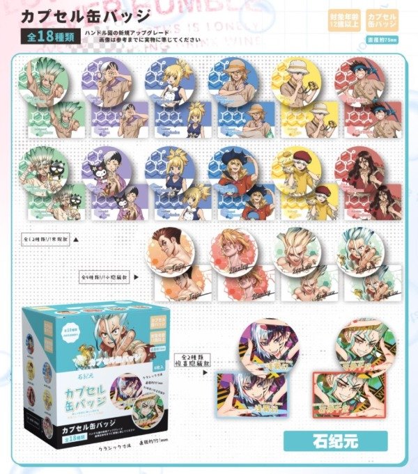 Producto - BLIND Box. DR. STONE - Pin 75mm (Por unidad)