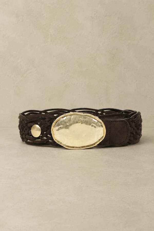 Producto - CINTO GAMUZADO TRENZADO MAXI HEBILLA