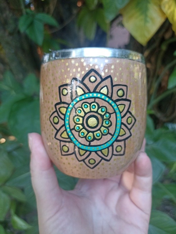 Producto - Mate camionero recto con virola de acero MANDALA (EN STOCK) - 0