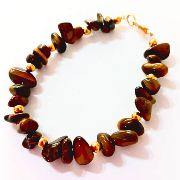 Producto - Pulsera ojo de tigre- acero dorado