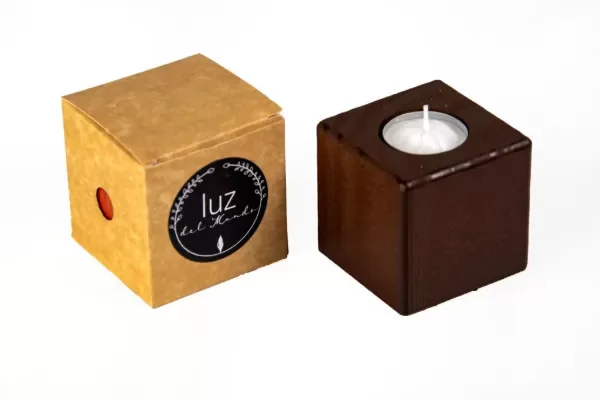 Producto - Portavela liso color caoba