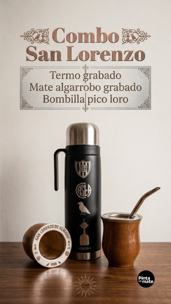 Producto - Combo Mate y Termo SAN LORENZO + bombilla - 0