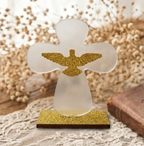 Producto - cruz de acrílico con esp. santo x 10 unid.