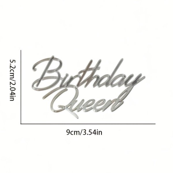 Producto - Topper Acrílico Birthday Queen plateado