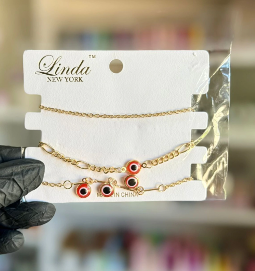 Producto - Pulseras x 3 ojo turco dorada