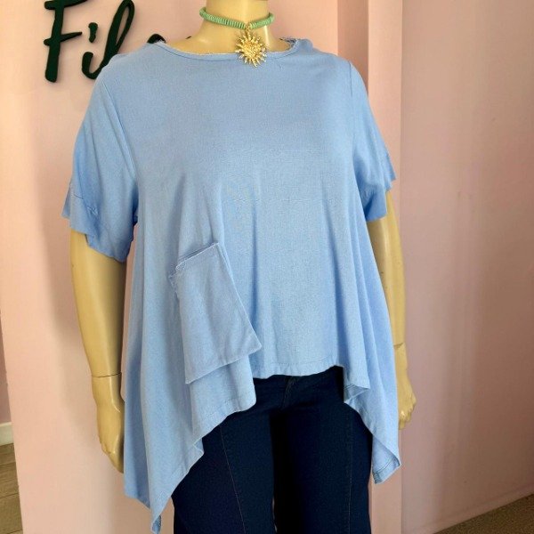 Producto - Blusa de lino con pico y bolsillo 7311 - 1