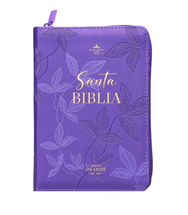 Producto - BIBLIA RVR MEDIANA LETRA GRANDE LILA FLORES PRIMAVERA CON CIERRE