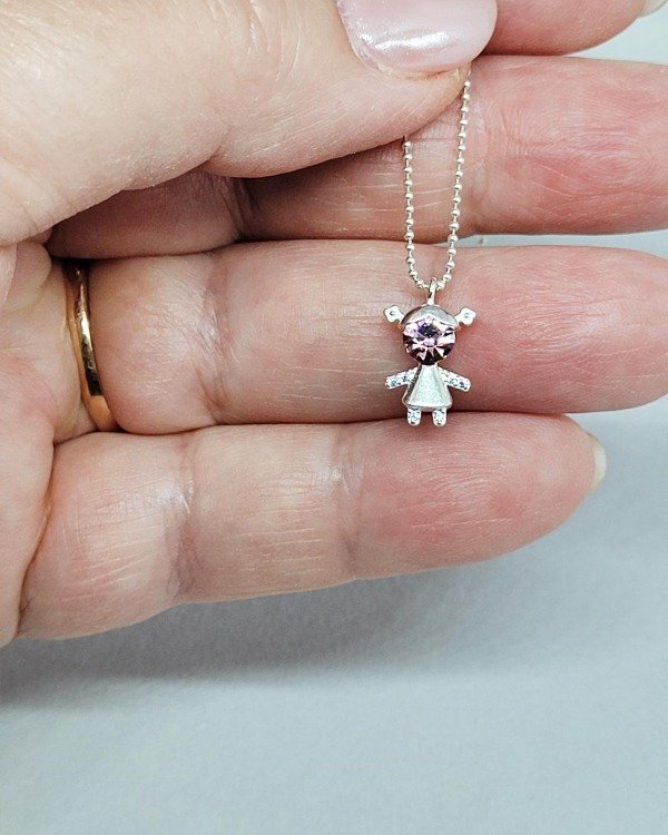 Producto - Conjunto Plata 925 - Cadena Mini bolitas + Dije Nena Cristal Facetado - CO 740 - 1