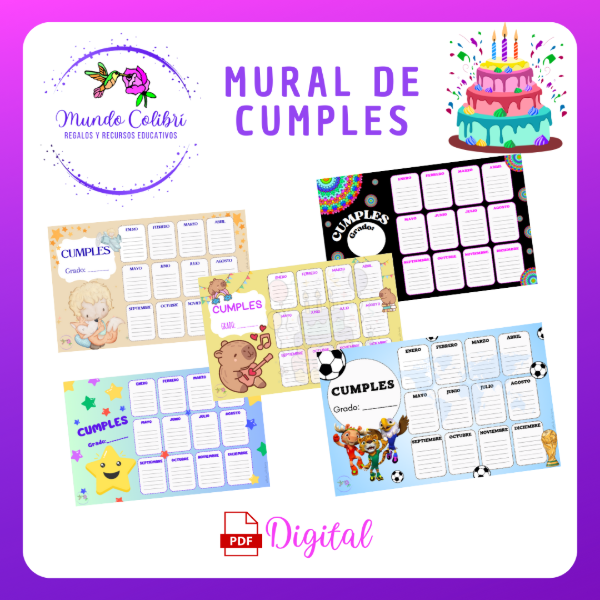Producto - Mural de Cumpleaños 50x32cm (Archivo Digital)