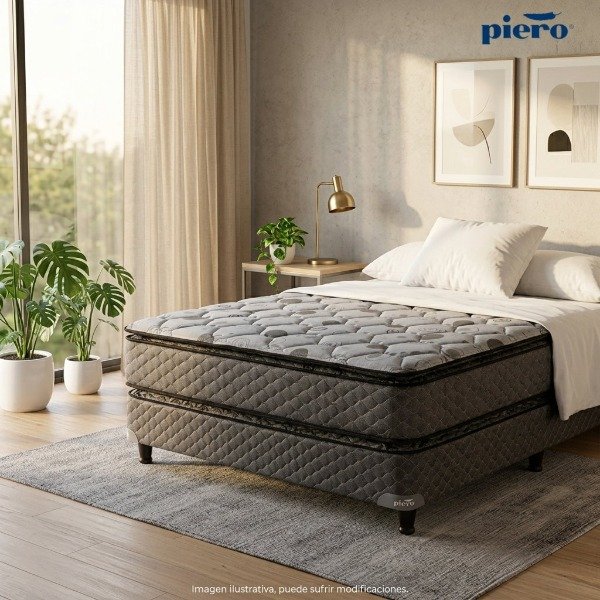 Producto - Sommier y Colchón Piero Regno Doble Pillow Top 190x140 + 2 Almohadas de Regalo - 0