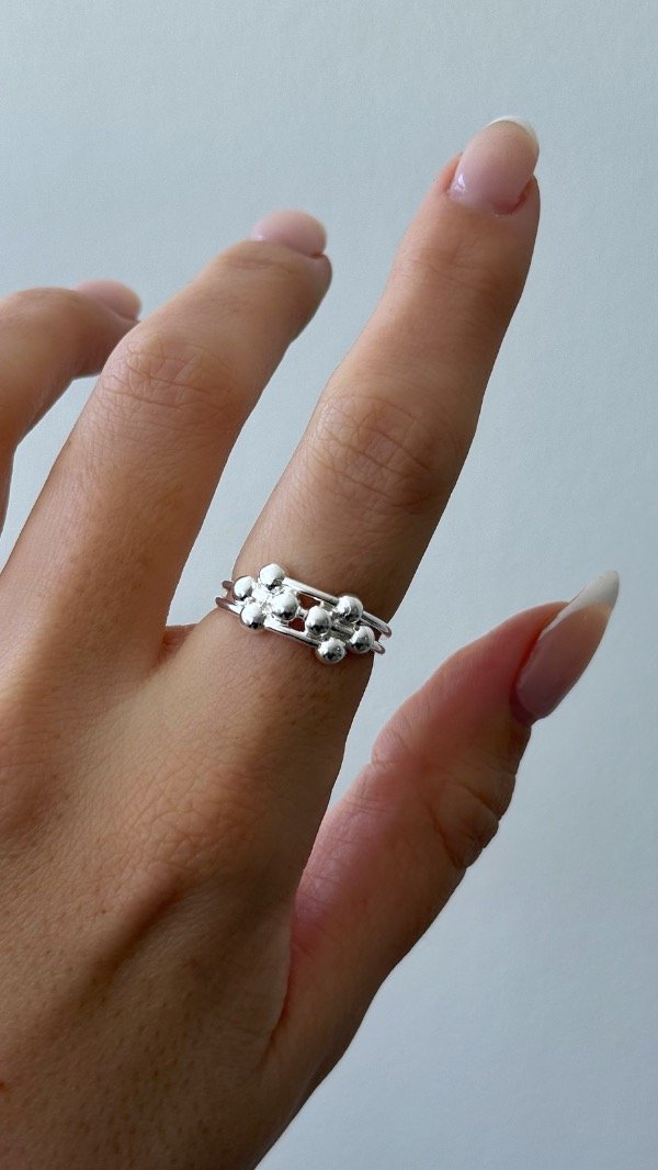 Producto - Anillo doble bolitas 18mm P925