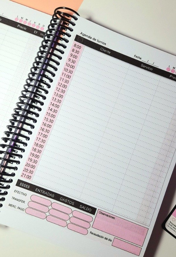 Producto - Agenda de turnos perpetua con 1 día por página personalizada (solo turnos)