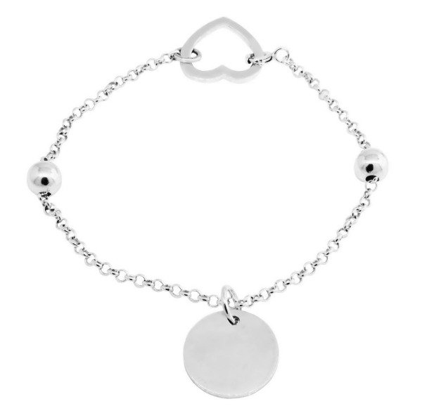 Producto - Pulsera medallita, corazon, con bolitas