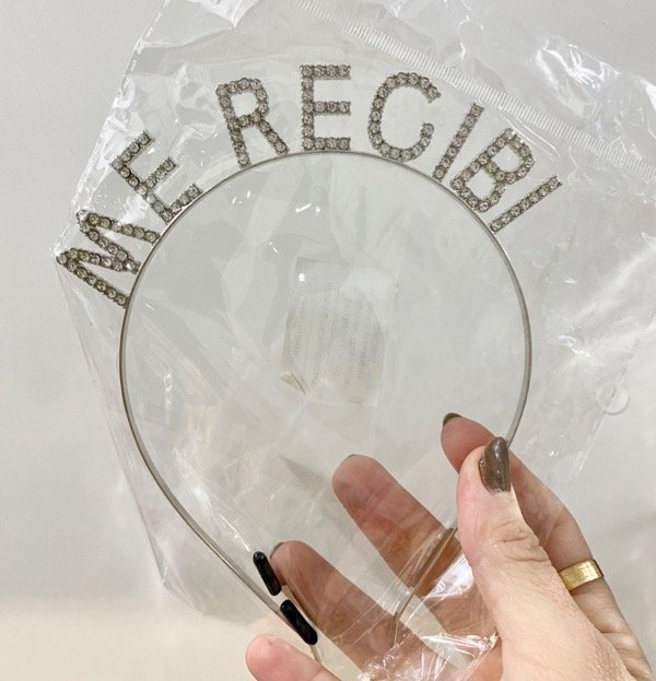 Producto - Vincha Strass "Me Recibí" Plateada