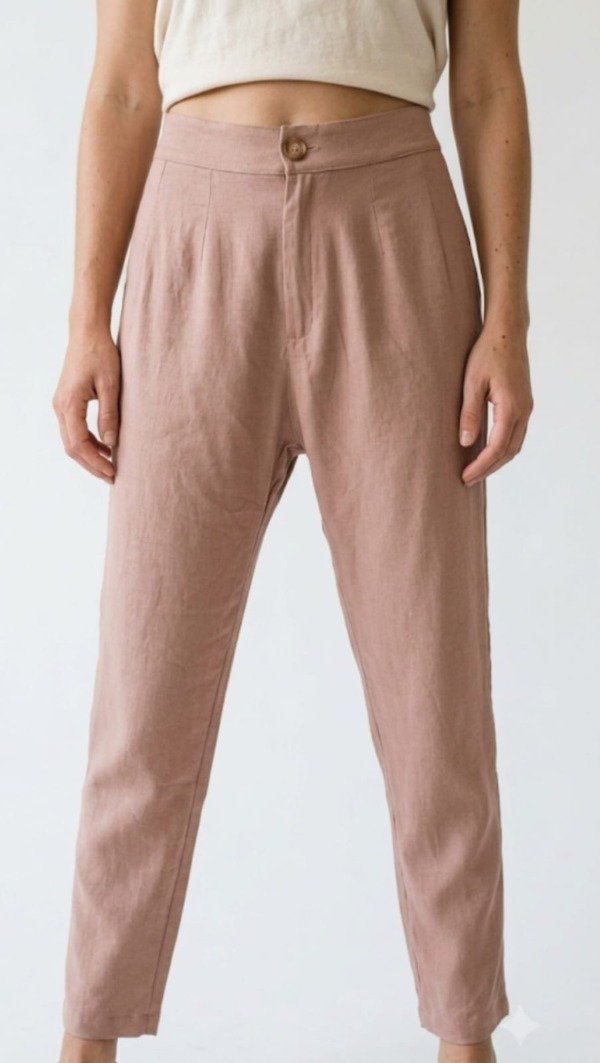 Producto - Pantalón Con Pinzas Y Botón Lino Sastrero (Art. 0733)