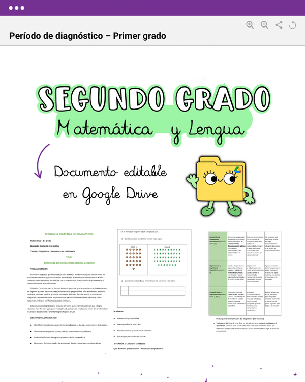 Producto - PERÍODO DIAGNÓSTICO: MATEMÁTICA Y LENGUA - SEGUNDO GRADO