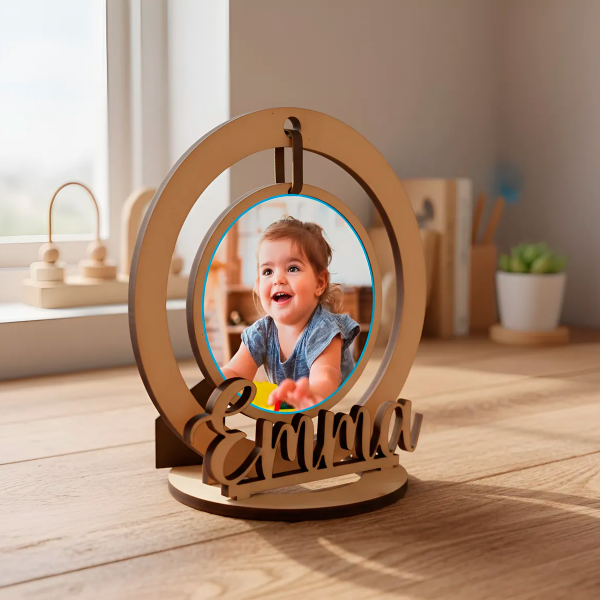 Producto - Souvenir con nombre y aro para colocar foto - Pack X5 Und