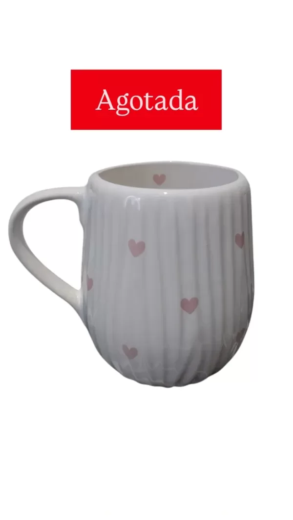 Producto - Taza selva blanca corazones rosas