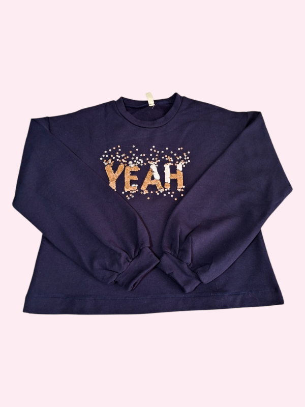 Producto - Buzo azul oscuro frizado con lentejuelas YEAH Trendy 10/12 años