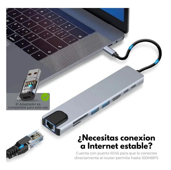 Producto - Hub usb 8 en 1 con RJ45 y HDMI - 4
