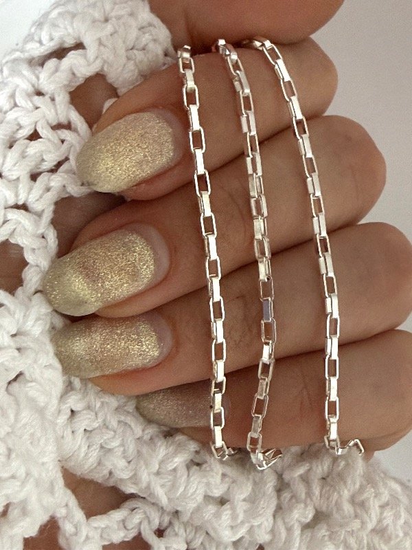 Producto - CB603 Cadena ret grosor 2.0 / 2 medidas de largo acero blanco