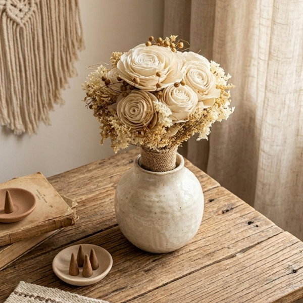 Producto - FLORES SECAS BOUQUET WOOD ROSE CRUDO 29CM - ART 5137