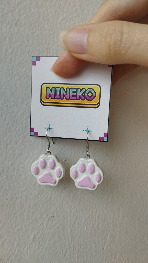 Producto - Aros patita gato blanca - 3