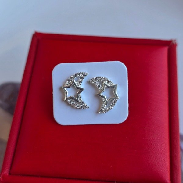 Producto - Aros pasantes italianos media luna con estrella