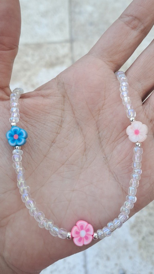 Producto - Collar Tornasol con Florcitas de Fimo