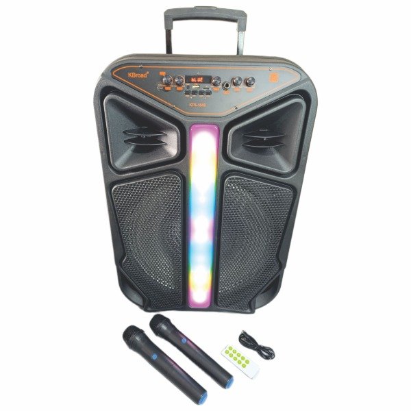 Producto - PARLANTE BLUETOOTH GRANDE 15 PULG 2 MICROFONOS INALAMBRICOS RUEDAS Y MANIJA