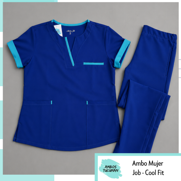 Producto - Ambo Job Azul francia detalle aqua