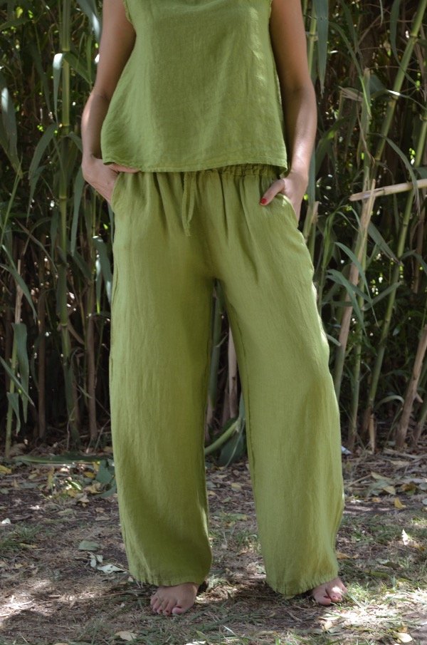 Producto - Pantalón 100 Lino Pistacho