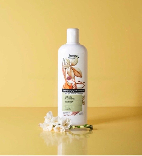 Producto - Shampoo sin sulfato Cebolla y Ginsen. Limpieza suave y Fortaleza 350ml FRENZZI