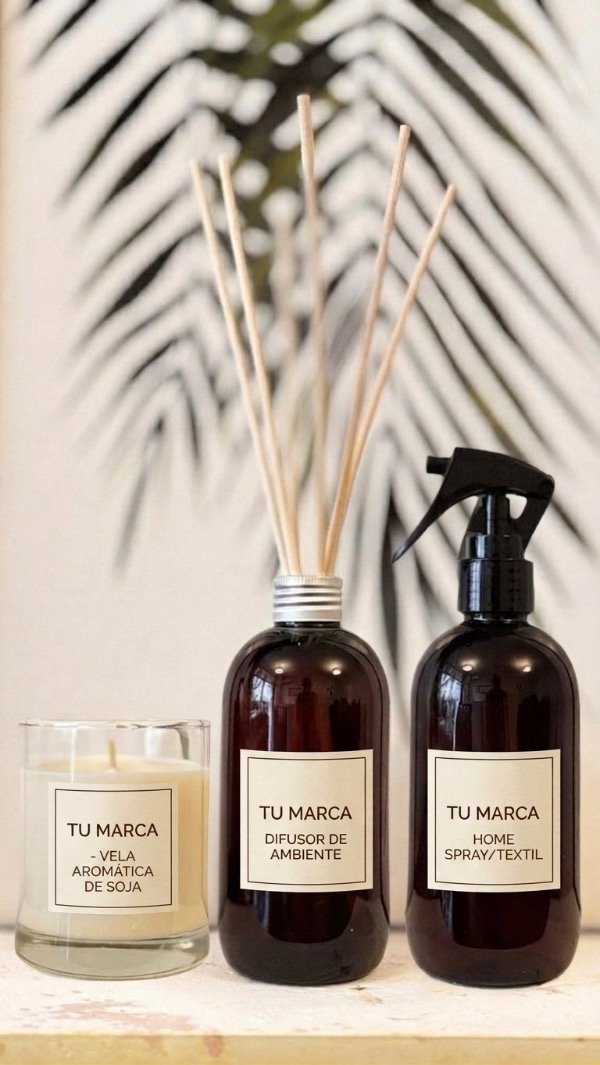 Producto - PONELE TU MARCA -Vela clásica - Difusor de Varilla - Home Spray/textil