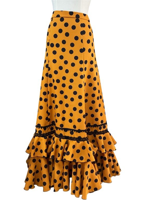 Producto - Falda lunares mostaza