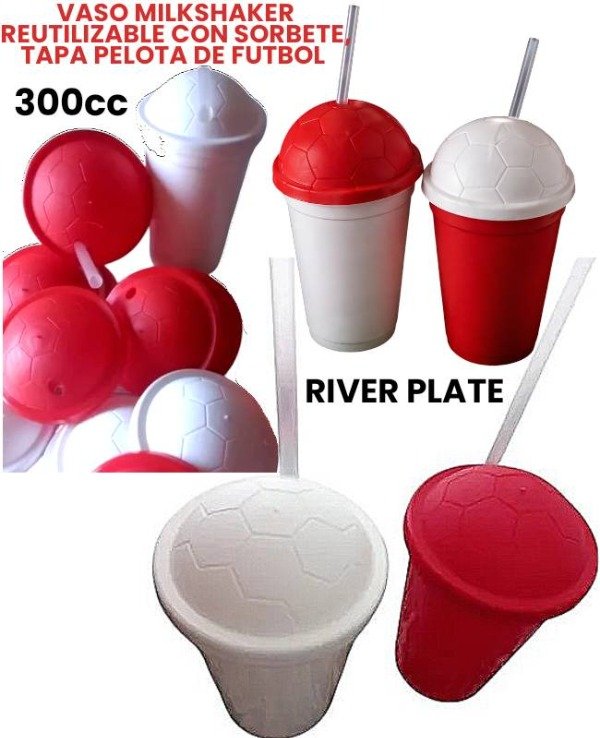 Producto - Vaso MILKSHAKER blanco y rojo 300 cc