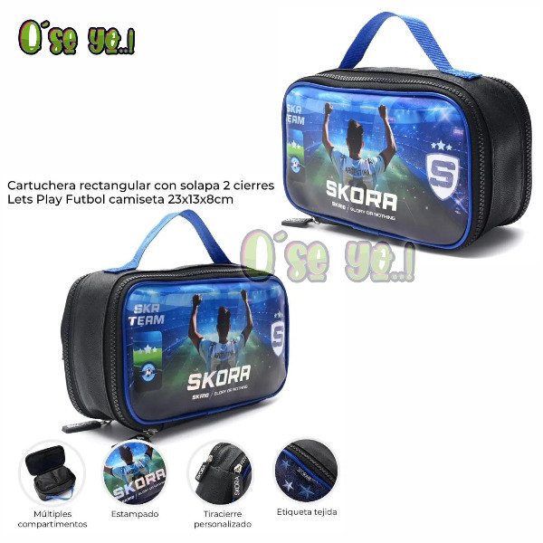 Producto - Cartuchera Fútbol Argentina 3 Estrellas Negra Niños