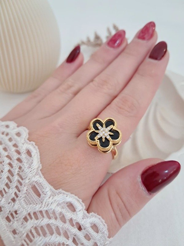 Producto - Anillo AD flor esmaltada giratorio regulable