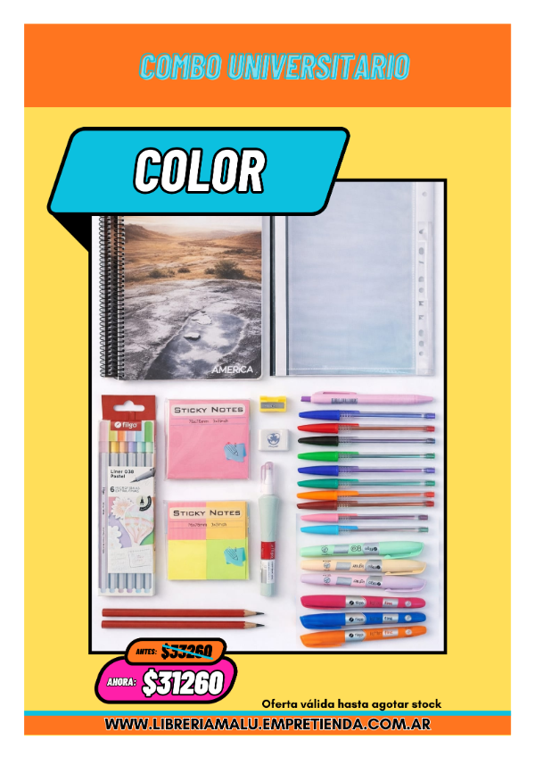 Producto - Combo Universitario COLOR