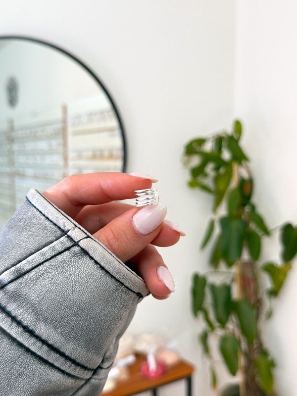 Producto - Ear cuff acero blanco varias líneas - 0