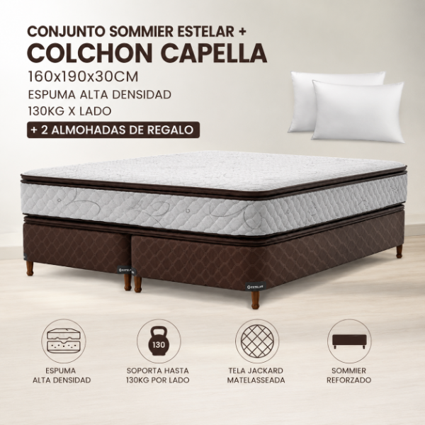 Producto - CONJUNTO SOMMIER ESTELAR + COLCHÓN CAPELLA 160x190x30 CM