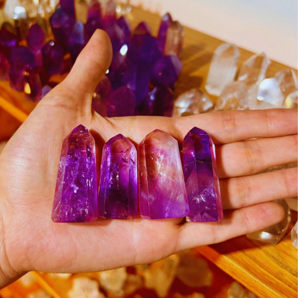 Producto - Punta facetada 6 caras Amatista x unidad