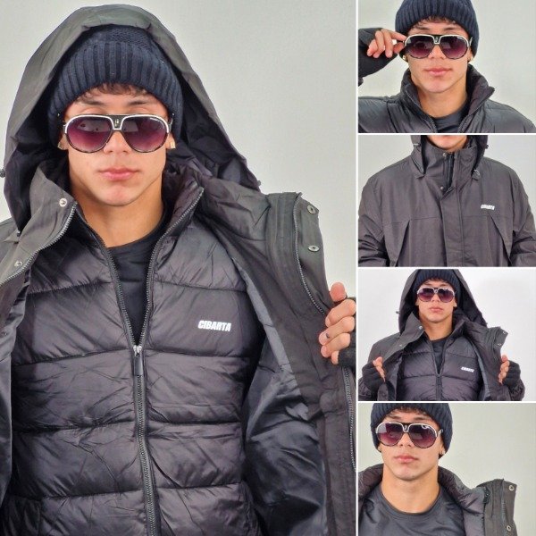 Producto - Campera 2 en 1 Cibarta Rompeviento + canelon Negra modelo 7125