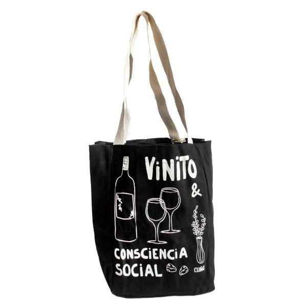 Producto - Portabotellas Vinito y consciencia social- cuatro botellas