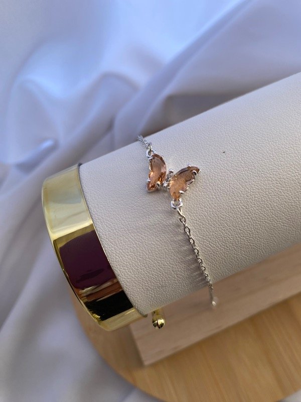 Producto - Pulsera mariposa cristal nude