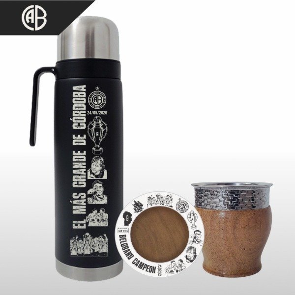Producto - SET MATE PERSONALIZADO + TERMO MEDIA MANIJA BELGRANO CAMPEÓN V1 - 4