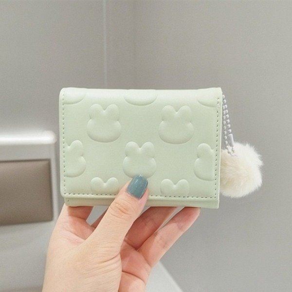 Producto - Billetera conejito con pompom Verde agua - 0